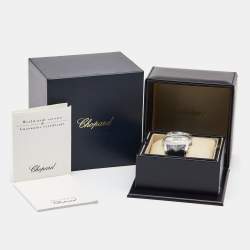 Chopard Mother of Pearl 18k White Gold Alligator Leather Diamond Happy Oval 139018 Women's Wristwatch 42 mm