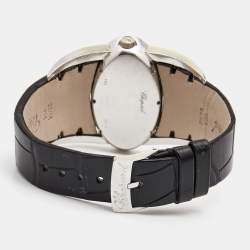 Chopard Mother of Pearl 18k White Gold Alligator Leather Diamond Happy Oval 139018 Women's Wristwatch 42 mm