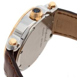 Pre Owned Chopard White 18K Rose Gold & Stainless Steel Happy Sport 278492 Women's Wristwatch 36 mm