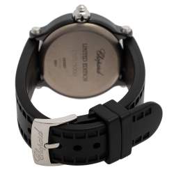 Pre Owned Chopard Black Ceramic Diamonds Happy Sport Limited Edition 28/8507 Women's Wristwatch 38 mm