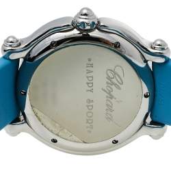 Chopard Blue Diamonds Stainless Steel Rubber Happy Sport 27/8921 Quartz Women's Wristwatch 32MM
