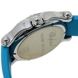 Chopard Blue Diamonds Stainless Steel Rubber Happy Sport 27/8921 Quartz Women's Wristwatch 32MM