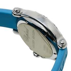Chopard Blue Diamonds Stainless Steel Rubber Happy Sport 27/8921 Quartz Women's Wristwatch 32MM