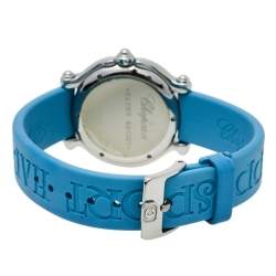 Chopard Blue Diamonds Stainless Steel Rubber Happy Sport 27/8921 Quartz Women's Wristwatch 32MM