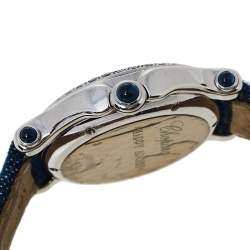 Chopard White 18K White Gold Sapphire & Diamond Happy Sport S27/6177-23 Women's Wristwatch 33 mm