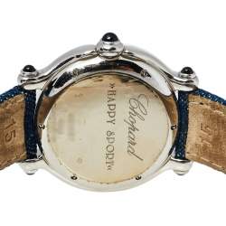 Chopard White 18K White Gold Sapphire & Diamond Happy Sport S27/6177-23 Women's Wristwatch 33 mm