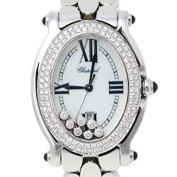 Chopard White Stainless Steel Diamonds Happy Sport 278418-3002 Women's Wristwatch 30 mm