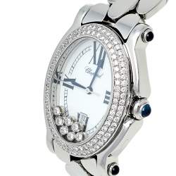 Chopard White Stainless Steel Diamonds Happy Sport 278418-3002 Women's Wristwatch 30 mm
