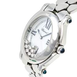Pre Owned Chopard Mother of Pearl Stainless Steel Diamond Happy Sport 278418-3004 Women's Wristwatch 30 mm