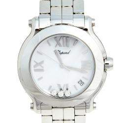 Chopard White Stainless Steel Happy Sport 8475 Women's Wristwatch 36 mm