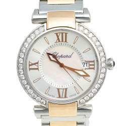 Chopard Silver Mother of Pearl 18k Rose Gold Stainless Steel Diamond Imperiale 388532-6004 Women's Wristwatch 36 mm