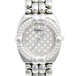 Pre Owned Chopard Silver Diamond Stainless Steel Gstaad 32/8215 Women's Wristwatch 24 mm