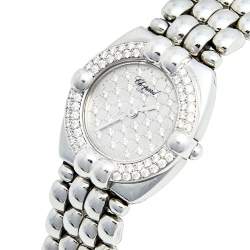 Pre Owned Chopard Silver Diamond Stainless Steel Gstaad 32/8215 Women's Wristwatch 24 mm