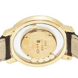 Pre Owned Chopard Mother of Pearl Diamond 18k Yellow Gold Crocodile Happy Diamond 20/7224 Women's Wristwatch 37 mm