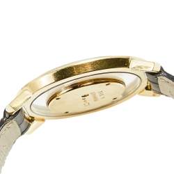 Pre Owned Chopard Mother of Pearl Diamond 18k Yellow Gold Crocodile Happy Diamond 20/7224 Women's Wristwatch 37 mm
