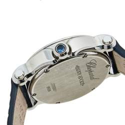 Pre Owned Chopard Blue Diamond Stainless Steel Alligator Happy Sport 27/8509-3049 Women's Wristwatch 30 mm