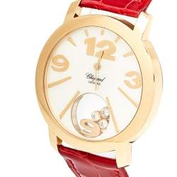 Pre Owned Chopard Mother Of Pearl Diamond 18k Yellow Gold Alligator 20/7449 Women's Wristwatch 40 mm