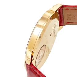 Pre Owned Chopard Mother Of Pearl Diamond 18k Yellow Gold Alligator 20/7449 Women's Wristwatch 40 mm