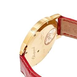 Pre Owned Chopard Mother Of Pearl Diamond 18k Yellow Gold Alligator 20/7449 Women's Wristwatch 40 mm