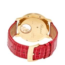 Pre Owned Chopard Mother Of Pearl Diamond 18k Yellow Gold Alligator 20/7449 Women's Wristwatch 40 mm