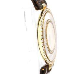 Pre Owned Chopard Champagne Diamonds 18K Yellow Gold Happy Diamond Quartz 21/2647 Women's Wristwatch 32 MM