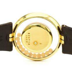 Pre Owned Chopard Champagne Diamonds 18K Yellow Gold Happy Diamond Quartz 21/2647 Women's Wristwatch 32 MM