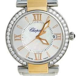 Pre Owned Chopard Silver Mother of Pearl 18k Rose Gold Stainless Steel Diamond Imperiale 388532-6004 Women's Wristwatch 36 mm