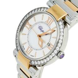 Pre Owned Chopard Silver Mother of Pearl 18k Rose Gold Stainless Steel Diamond Imperiale 388532-6004 Women's Wristwatch 36 mm