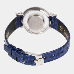 Chopard Silver Diamonds 18K White Gold Happy Diamonds 20/5334 Women's Wristwatch 24 MM