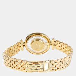 Pre Owned Chopard Champagne Diamonds 18k Yellow Gold Happy Diamonds 20/5011 Women's Wristwatch 26 MM
