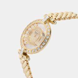 Pre Owned Chopard Champagne Diamonds 18k Yellow Gold Happy Diamonds 20/5011 Women's Wristwatch 26 MM