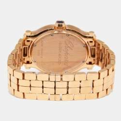 Pre Owned Chopard Mother of Pearl 18k Rose Gold Diamond Happy Sport 5350 Women's Wristwatch 30 mm