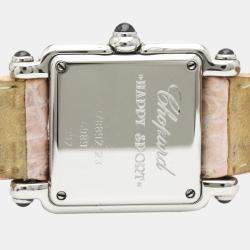 Pre Owned Chopard Silver Diamonds Stainless Steel Happy Sport 27/8892-23 Quartz Women's Wristwatch 23 MM