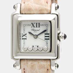 Pre Owned Chopard Silver Diamonds Stainless Steel Happy Sport 27/8892-23 Quartz Women's Wristwatch 23 MM