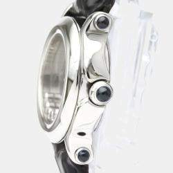 Pre Owned Chopard Black Diamonds Stainless Steel Happy Sport 27/8245-23 Quartz Women's Wristwatch 26 mm