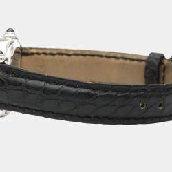 Pre Owned Chopard Black Diamonds Stainless Steel Happy Sport 27/8245-23 Quartz Women's Wristwatch 26 mm