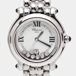 Pre Owned Chopard White Stainless Steel Happy Sport 27/8236-23 Women's Wristwatch 32 mm