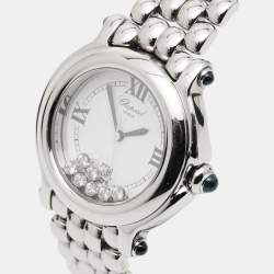 Pre Owned Chopard White Stainless Steel Happy Sport 27/8236-23 Women's Wristwatch 32 mm
