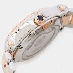 Pre Owned Chopard Silver 18k Rose Gold Stainless Steel Diamond Happy Sport 278602-6004 Women's Wristwatch 29 mm