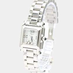 Pre Owned Chopard White Diamond Stainless Steel Happy Sport 27/8893-23 Quartz Women's Wristwatch 23 mm