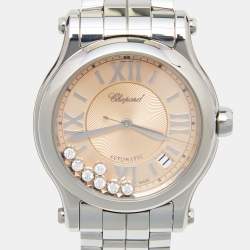 Chopard Pink Stainless Steel Diamond Happy Sport 278559-3025 Women's Wristwatch 36 mm