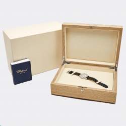 Chopard Mother Of Pearl 18K White Gold Diamond Alligator Leather Happy Sport 274809-1001 Women's Wristwatch 36 mm