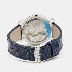 Chopard Mother Of Pearl 18K White Gold Diamond Alligator Leather Happy Sport 274809-1001 Women's Wristwatch 36 mm