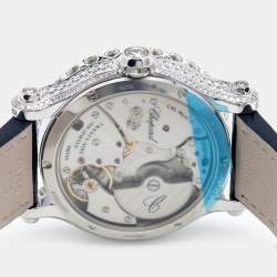 Chopard Mother Of Pearl 18K White Gold Diamond Alligator Leather Happy Sport 274809-1001 Women's Wristwatch 36 mm