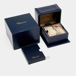 Pre Owned Chopard Champagne 18K Rose Gold Stainless Steel Diamond Happy Sport 8559 278559-6019 Women''s Wristwatch 36 mm