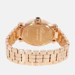 Chopard Silver Diamonds 18k Rose Gold Happy Sport 275350-5004 Women's Wristwatch 30 mm