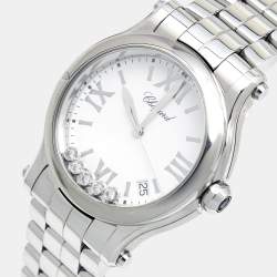 Chopard White Diamond Stainless Steel Happy Sport 278582-3002 Women's Wristwatch 36 mm