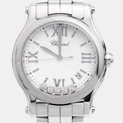 Chopard White Diamond Stainless Steel Happy Sport 278582-3002 Women's Wristwatch 36 mm
