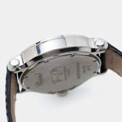 Chopard Blue Stainless Steel Diamonds Alligator Happy Sport 150th Anniversary Limited Edition 27/8475-3020 Women's Wristwatch 36 mm