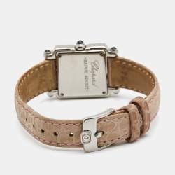 Pre Owned Chopard White Diamond Stainless Steel Alligator Happy Sport 27/8892-23 Women's Wristwatch 23 mm 